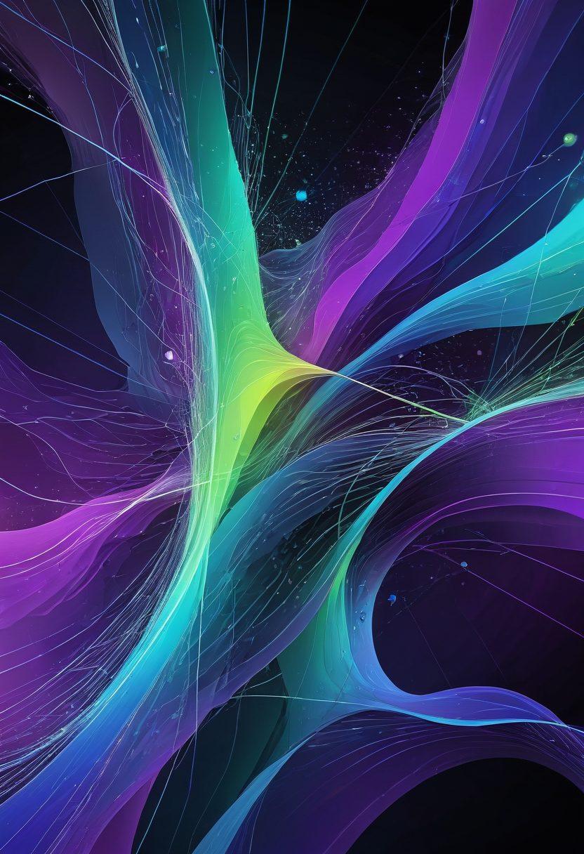 A visually striking representation of a digital landscape filled with 69 vibrant, interconnected data points, each designed as abstract nodes with glowing edges. Include a dynamic background with flowing lines that illustrate the flow of data and digital assets. Incorporate symbols of technology around the data points, like graphs and charts, to emphasize the theme of maximizing value. The overall color palette should be vivid and energetic, showcasing a fusion of blues, greens, and purples. super-realistic. vibrant colors.